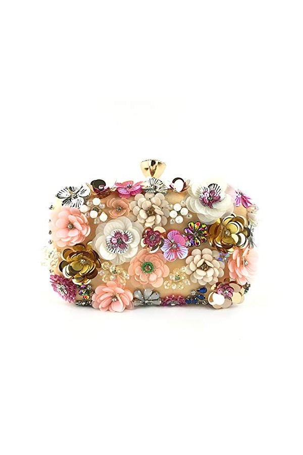 Jywmsc Pochettes Femme Sac de Soirée Fleur Strass Embrayage Bandoulière Sac à Main Noir 