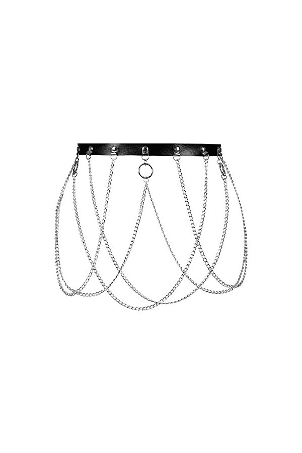 BBOHSS Ceinture en cuir pour femme - Pour Halloween, punk, gothique, carnaval, danse, festival, accessoire, Noir , taille uni