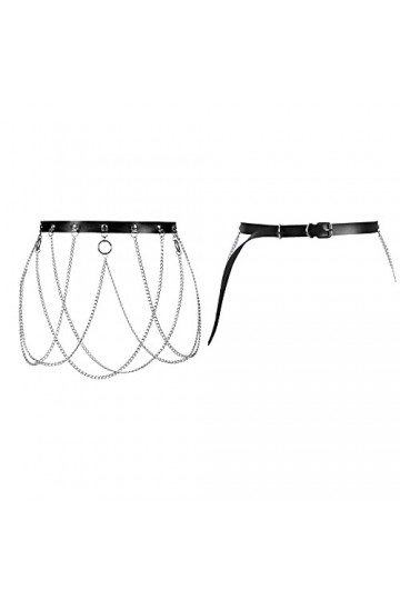 BBOHSS Ceinture en cuir pour femme - Pour Halloween, punk, gothique, carnaval, danse, festival, accessoire, Noir , taille uni