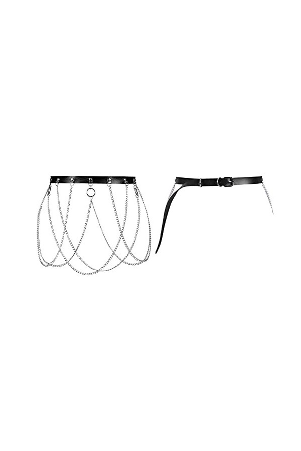 BBOHSS Ceinture en cuir pour femme - Pour Halloween, punk, gothique, carnaval, danse, festival, accessoire, Noir , taille uni