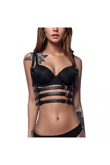 Harnais de poitrine en cuir synthétique pour femme avec sangles réglables