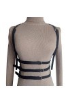 Harnais de poitrine en cuir synthétique pour femme avec sangles réglables