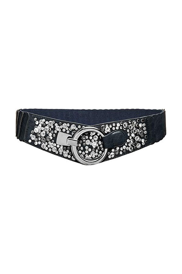 Caspar GU300-N Ceinture élastique large pour femme avec rivets décoratifs - Argenté - 83 [hauteur 90/110 cm]