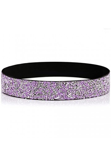 YooAi Strass Élastique PU Ceinture En Cuir Brillant Cristal Stretch Taille Ceinture Large Bande de Taille pour Femmes Robe 70