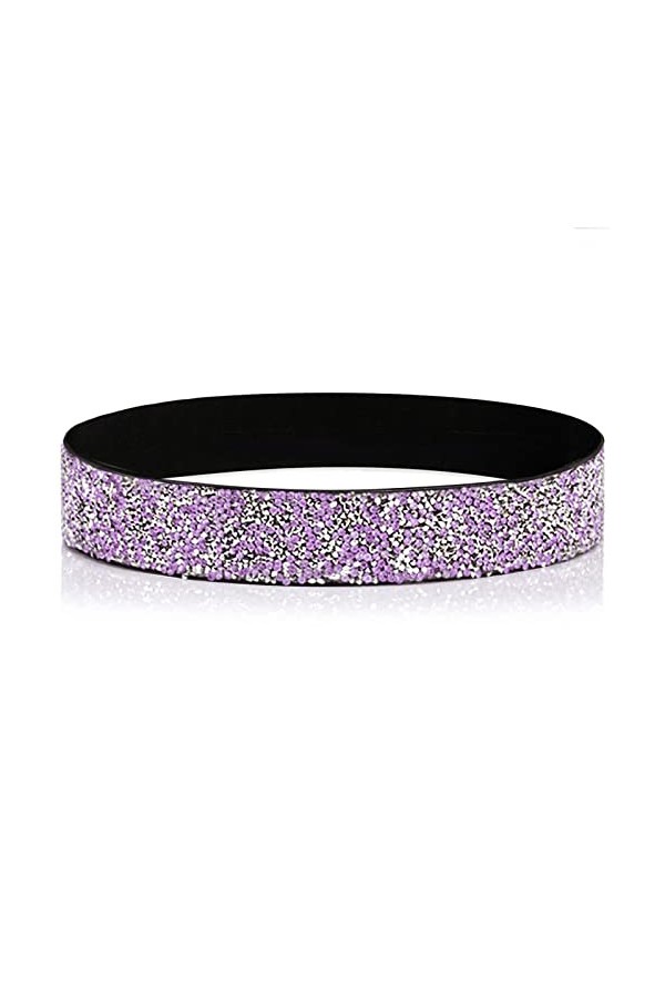 YooAi Strass Élastique PU Ceinture En Cuir Brillant Cristal Stretch Taille Ceinture Large Bande de Taille pour Femmes Robe 70