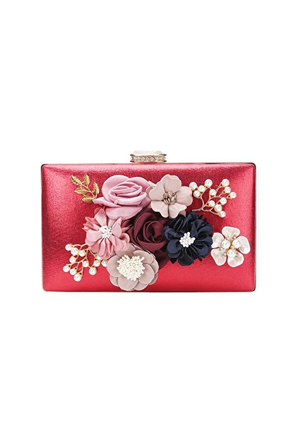 chuangminghangqi Sac de Soirée à Main Pochette Femme - Sac de Mariage Floral Wedding Bride Purse Elégante 20 * 12 * 3cm rose