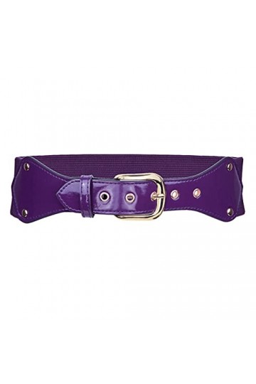 KYEYGWO Ceinture élastique large pour femme, pour robes, jeans, pantalons avec boucle en alliage - Violet - Taille Unique