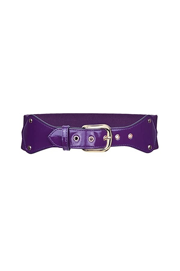 KYEYGWO Ceinture élastique large pour femme, pour robes, jeans, pantalons avec boucle en alliage - Violet - Taille Unique