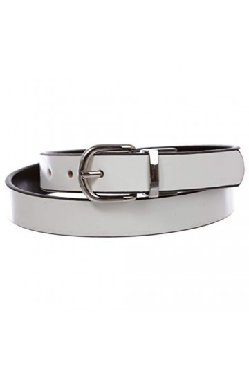 beltiscool Ceinture habillée réversible en cuir pour femme, blanc/noir, M/L-91 cm