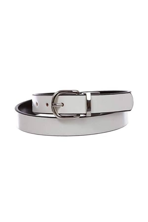 beltiscool Ceinture habillée réversible en cuir pour femme, blanc/noir, M/L-91 cm