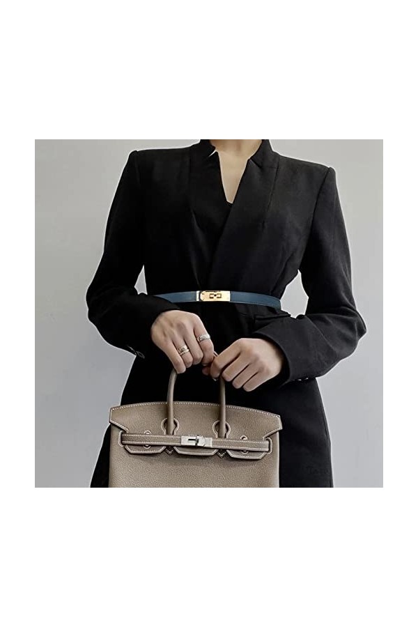 LumiSyne Femme Ceinture En Cuir Fine Couleur Unie Classique Fermoir Tourniquet En Alliage Femme Ceintures En Cuir Réglable Ce