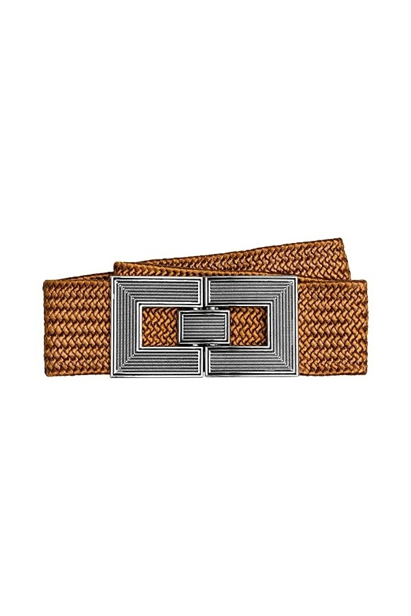 Caspar GU328 Ceinture élastique large pour femme avec boucle en métal élégante, cognac, 80 [für Körperumfang 95-105 cm]