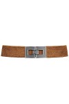 Caspar GU328 Ceinture élastique large pour femme avec boucle en métal élégante, cognac, 80 [für Körperumfang 95-105 cm]