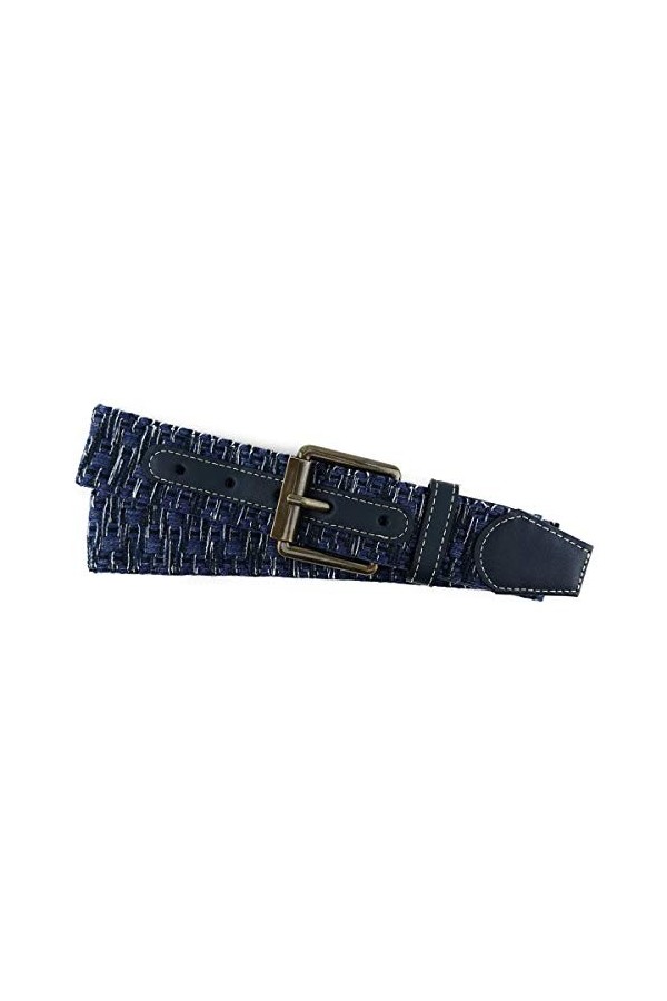 TigerTie Ceinture en tissu robuste et de qualité supérieure avec boucle en acier inoxydable et applications en cuir véritable