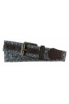 TigerTie Ceinture en tissu robuste et de qualité supérieure avec boucle en acier inoxydable et applications en cuir véritable