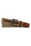TigerTie Ceinture en tissu robuste et de qualité supérieure avec boucle en acier inoxydable et applications en cuir véritable