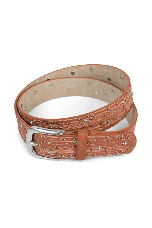 styleBREAKER Ceinture pour femmes avec des strass et des rivets en forme détoile, effet coup de pinceau, ceinture vintage, l