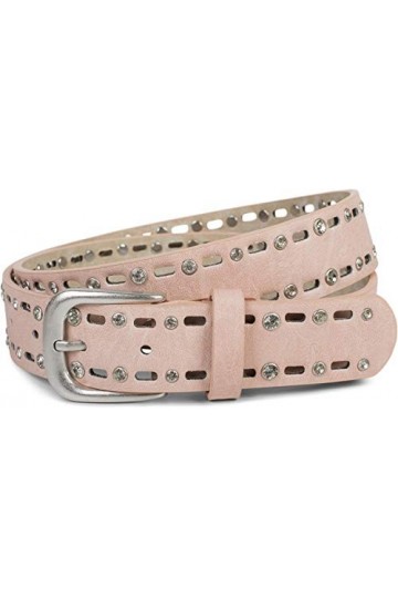 styleBREAKER Ceinture unie pour femmes avec un motif ovale découpé au laser et des strass, longueur ajustable 03010097, taill