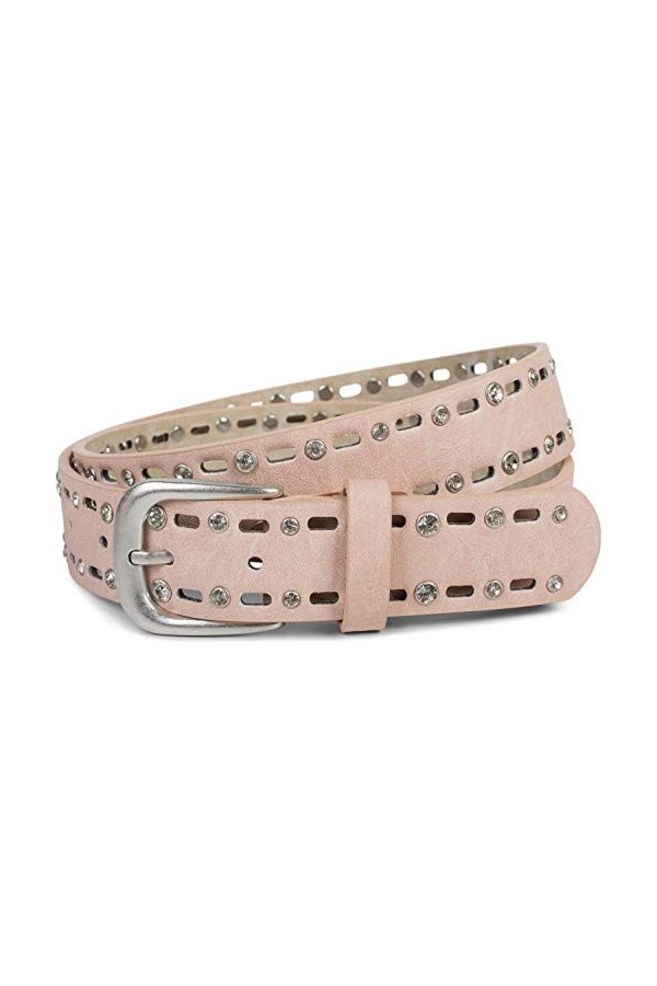 styleBREAKER Ceinture unie pour femmes avec un motif ovale découpé au laser et des strass, longueur ajustable 03010097, taill