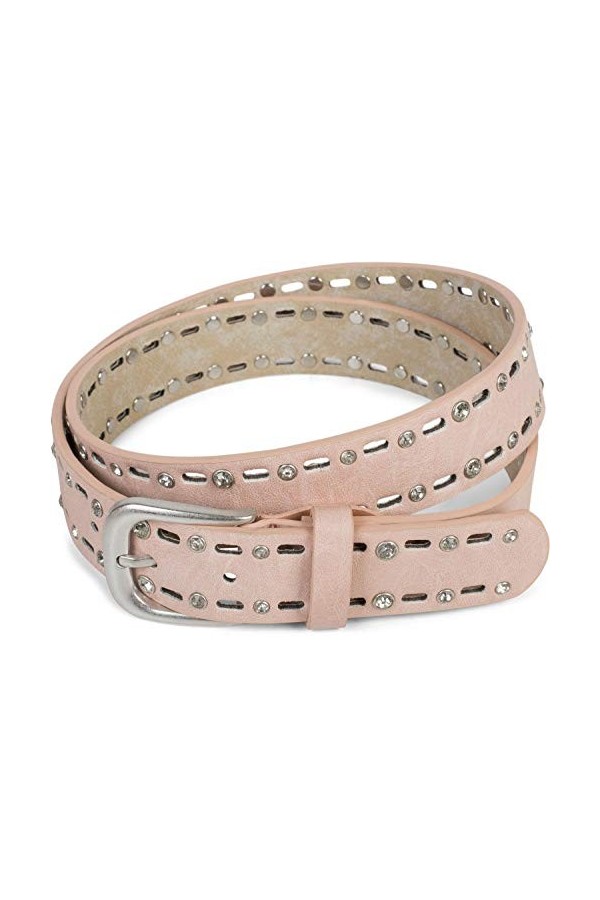 styleBREAKER Ceinture unie pour femmes avec un motif ovale découpé au laser et des strass, longueur ajustable 03010097, taill