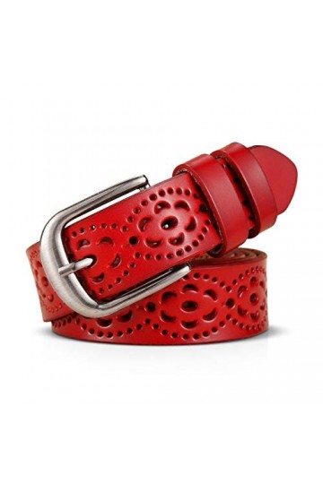 DORRISO Ceinture Femme Simple et à La Mode Ceinture Cuir Creux Fleur Conception pour Toutes Occasions 105, 110,115CM Ceinture