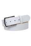 Ceinture unie en cuir synthétique verni sans nickel - 38 mm - Blanc - M/L-84/91 cm