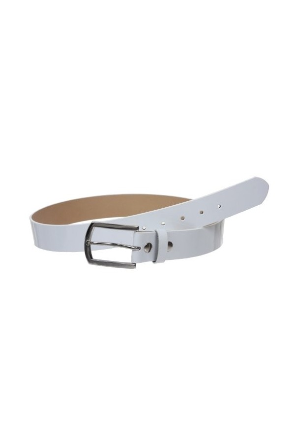 Ceinture unie en cuir synthétique verni sans nickel - 38 mm - Blanc - M/L-84/91 cm