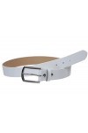 Ceinture unie en cuir synthétique verni sans nickel - 38 mm - Blanc - M/L-84/91 cm