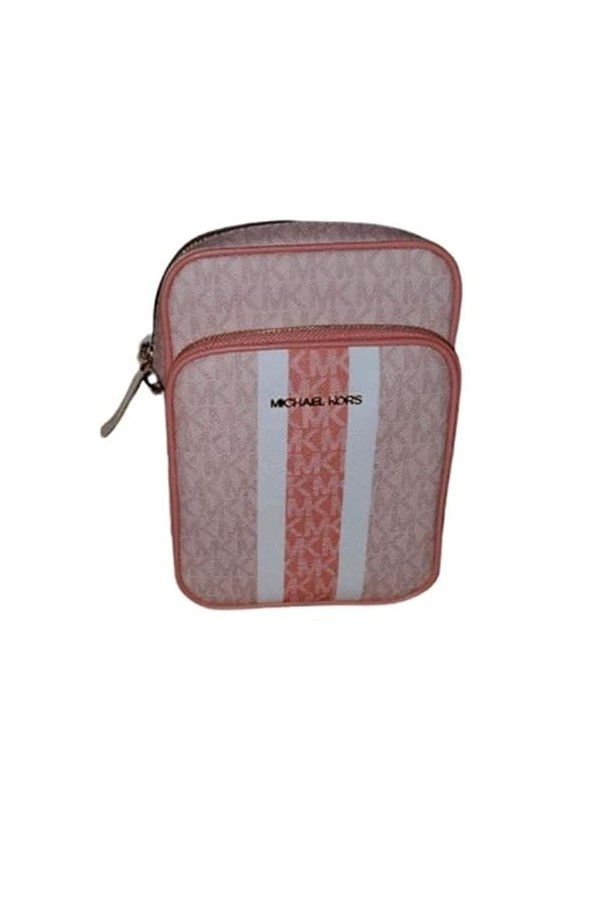 Michael Kors Jet Set Travel Signature PVC Medium Logo Chain Crossbody Flight Bag Brown 