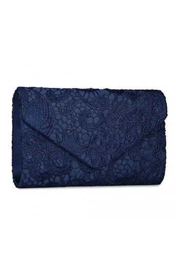 EULovelyPrice Femme Sac De Soirée Sac a main Dentelle pochette Bleu Marine 