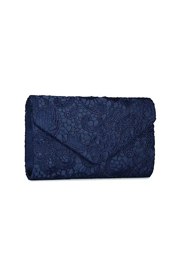 EULovelyPrice Femme Sac De Soirée Sac a main Dentelle pochette Bleu Marine 