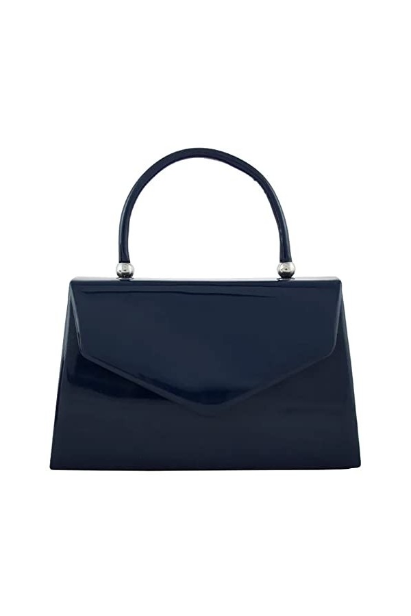Fi9® Sac à main en cuir verni pour mariage, soirée soirée à la main ou à lépaule, bleu marine