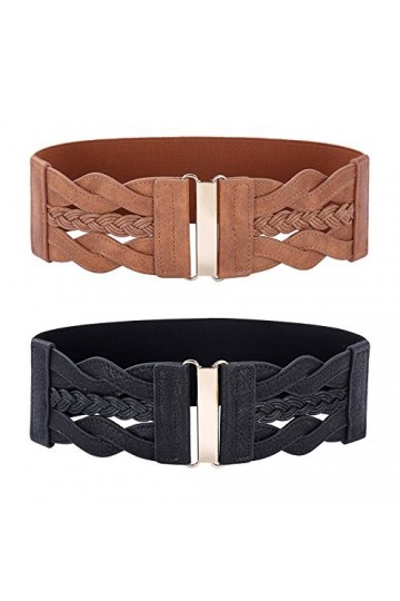 GRACE KARIN Ceinture élastique large pour femmes Ceintures pour robes, Noir/marron, L
