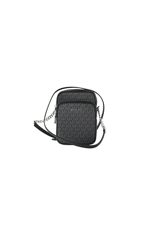 Michael Kors Jet Set Travel Signature PVC Medium Logo Chain Crossbody Flight Bag Brown 