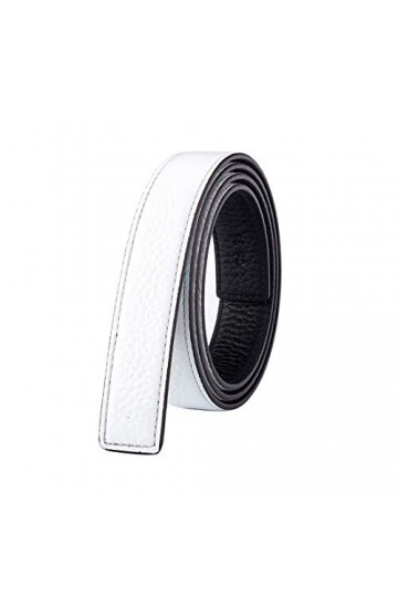 Vatees Sangle de ceinture de rechange en cuir véritable réversible pour femme sans boucle 25mm de large 95cm longue Blanc/No
