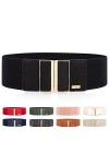 MIJIU Robe ceinture large noire ceinture élastique avec boucle en métal/grande taille