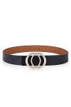 MIJIU Ceinture en cuir véritable pour femme avec boucle à double anneau, Noir 3, Medium