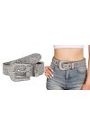 INOGIH Ceinture à strass style cowboy occidental à paillettes de luxe Bling Bling Diamant Cristal clouté Ceintures pour Jeans