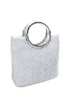 EULovelyPrice Femme Strass Cristal Embrayages De Soirée Sacs De Mariage Sac à Main Avec Bow Fram Argent 