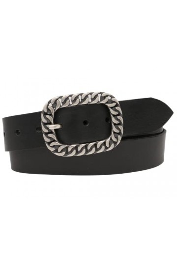 AnnaMatoni Ceinture en cuir véritable pour femme, fabriquée en Allemagne, 4 cm de large, fermoir sans nickel, noir 790, TW100