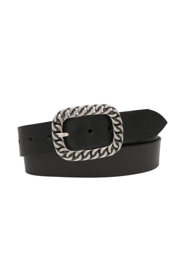 AnnaMatoni Ceinture en cuir véritable pour femme, fabriquée en Allemagne, 4 cm de large, fermoir sans nickel, noir 790, TW100