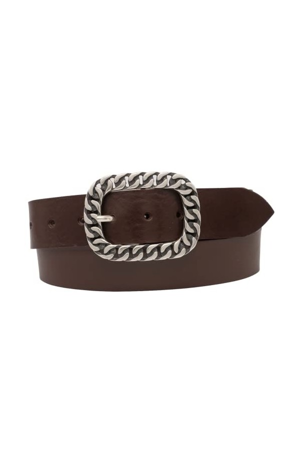AnnaMatoni Ceinture en cuir véritable pour femme, fabriquée en Allemagne, 4 cm de large, fermoir sans nickel, noir 790, TW100