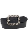 AnnaMatoni Ceinture en cuir véritable pour femme, fabriquée en Allemagne, 4 cm de large, fermoir sans nickel, noir 790, TW100