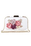 Syrads Femmes Pochette Fleur Sac de Soirée Sac à Main Pochette Portefeuille Sac à Main Sac,Blanc