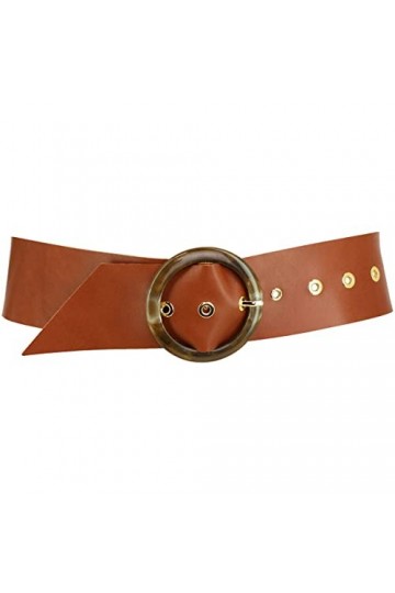 FASHIONGEN - Ceinture femme Large en Cuir Pleine fleur fabriqué en FRANCE, ESTIENNE - Camel, L-XL