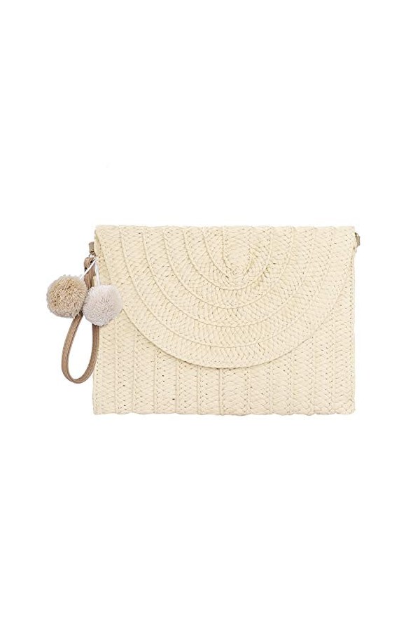Pochette dembrayage en Paille, Pochette Mariage Soirée Femmes Sac à Main Enveloppe Plat De Plage dété Tissés, Boho Sac Bour