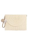 Pochette dembrayage en Paille, Pochette Mariage Soirée Femmes Sac à Main Enveloppe Plat De Plage dété Tissés, Boho Sac Bour
