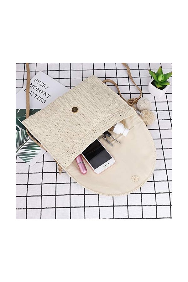 Pochette dembrayage en Paille, Pochette Mariage Soirée Femmes Sac à Main Enveloppe Plat De Plage dété Tissés, Boho Sac Bour