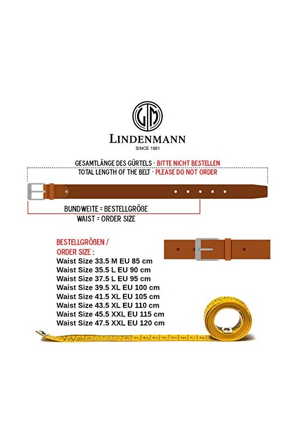 Lindenmann Womens Leather Belt/Womens Belt, leather belt, navy, Farbe/Color:bleu, Size US/EU:Bundweite 80 cm Gesamtlänge 95