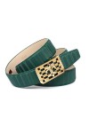 Anthoni Crown Ledergürtel Ceinture, Grün, 105 Femme